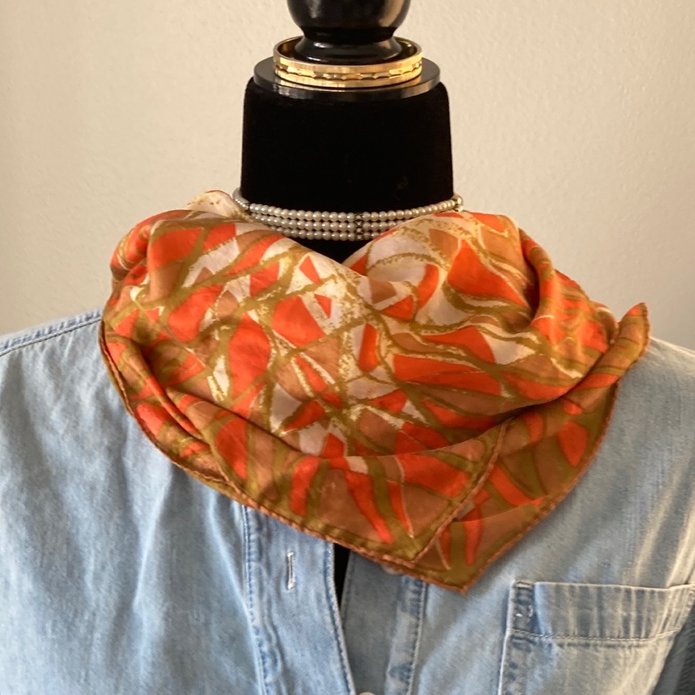 Orange and Gold Patterned Scarf